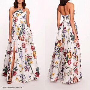 SOLD - Marchesa Notte Alexander Gown - Size 6 - Ivory Multi - NEW WITH TAGS